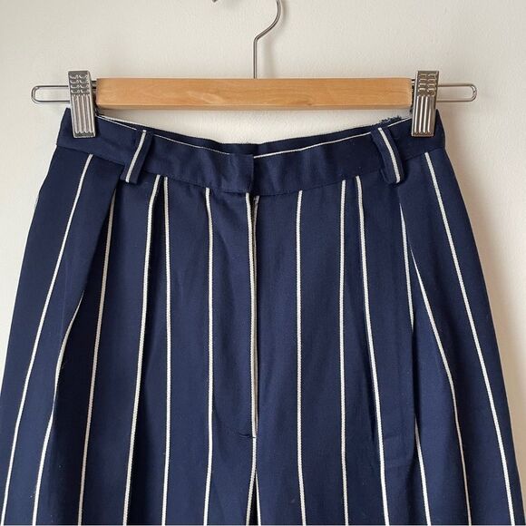 Vintage navy blue high waisted wool pinstripe tailored trousers XS - Picture 5 of 8